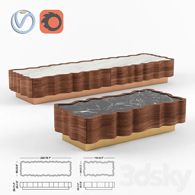 IL Pezzo 2 coffee table 3D Model IL Pezzo 2 coffee table 3D Model