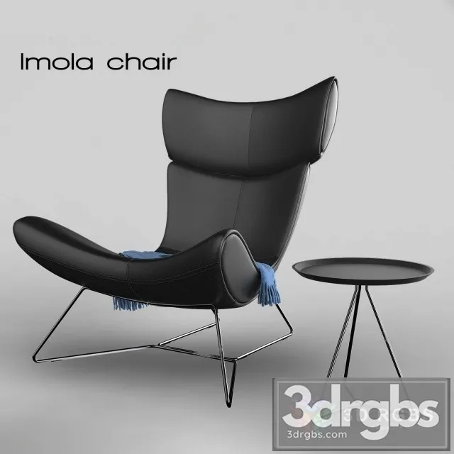 Imola Metal Leather Black Armchair 3D Model Download