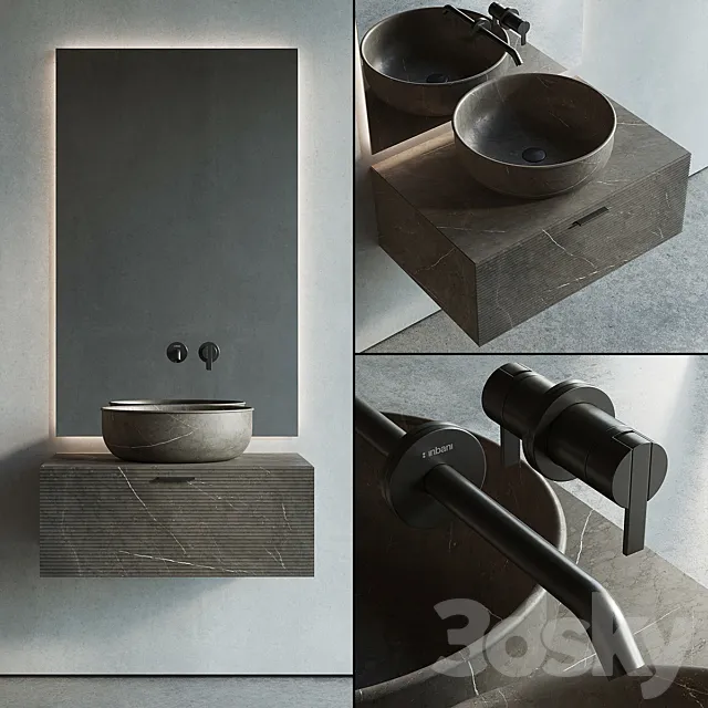 Inbani Grate 03 Vanity Unit Set 1 3DModel