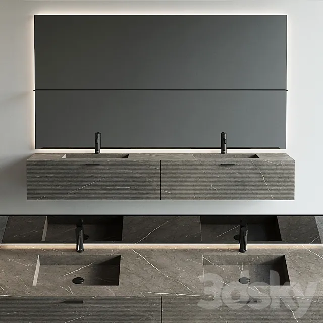 Inbani Grate 03 Vanity Unit Set 3 3D Model