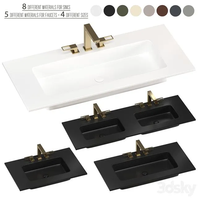 INBANI H tops washbasins set 3D Model