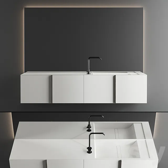Inbani Paral Vanity Unit Set 4 3D Model