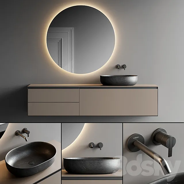 Inbani Strato Vanity Unit Set 3 3D Model