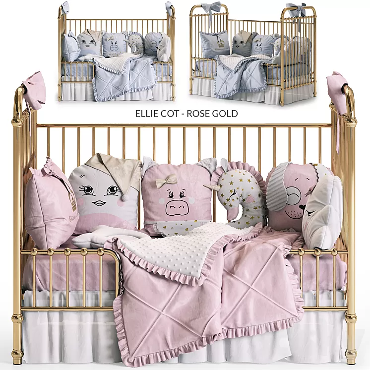 Incy Interiors ELLIE COT ROSE GOLD bed 3D Model 3DSKY Decor Helper