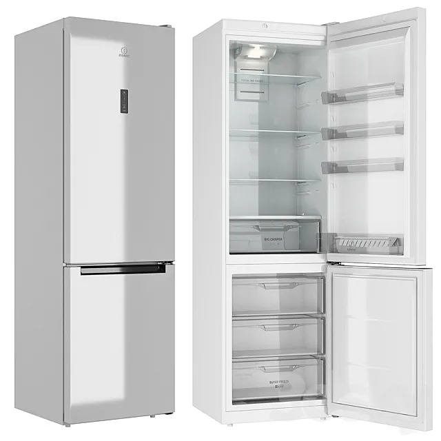 Indesit DF 5200 W refrigerator openable 3D Model Indesit DF 5200 W refrigerator openable 3D Model