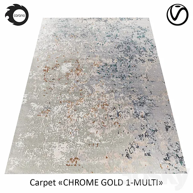 Indian wool rug “CHROME GOLD” 1-MULTI 3D Model Indian wool rug “CHROME GOLD” 1-MULTI 3D Model