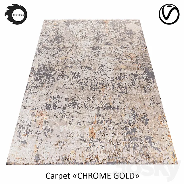 Indian wool rug “CHROME GOLD” ABSTRACT-1-MULTI 3DModel