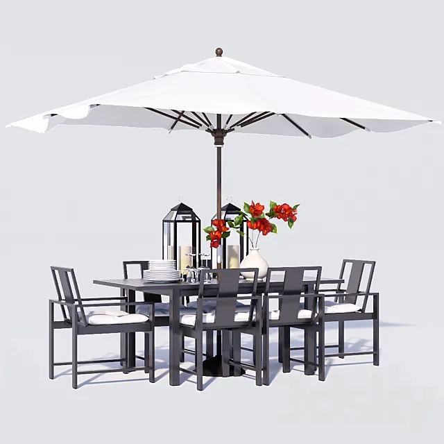 Indio Metal Dining Set 3D Model