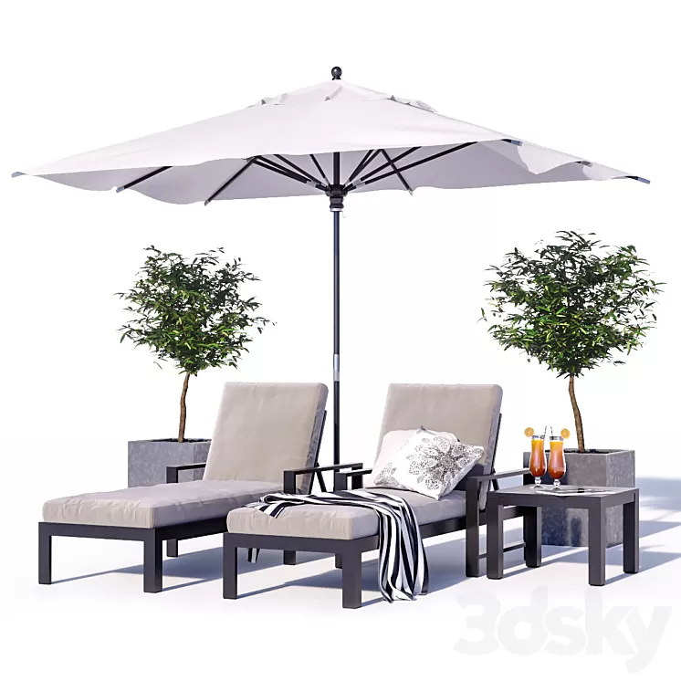 Indio Metal Outdoor Furniture Set 1 3D Model Indio Metal Outdoor Furniture Set 1 3D Model