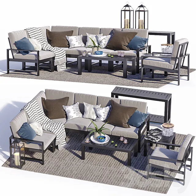 Indio Metal Outdoor Furniture Set 2 3D Model