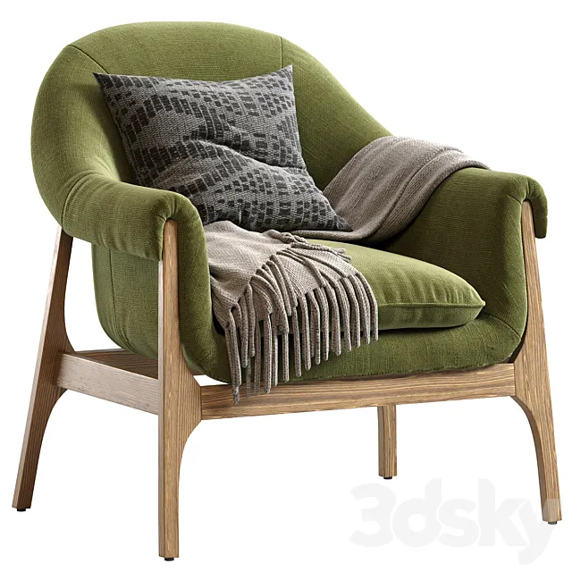 INDIO WOOD ACCENT CHAIR IN HAZE 3D Model INDIO WOOD ACCENT CHAIR IN HAZE 3D Model
