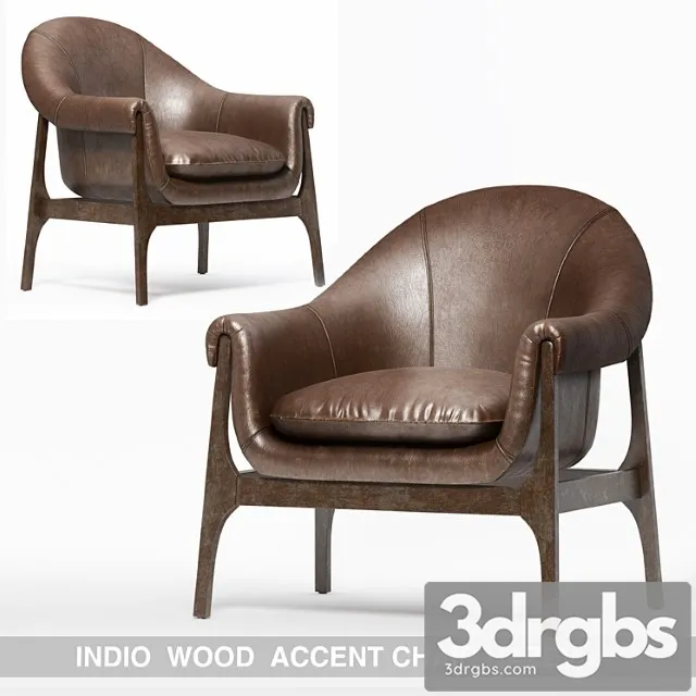 Indio Wood Accent Chair In Haze 3D Model Download