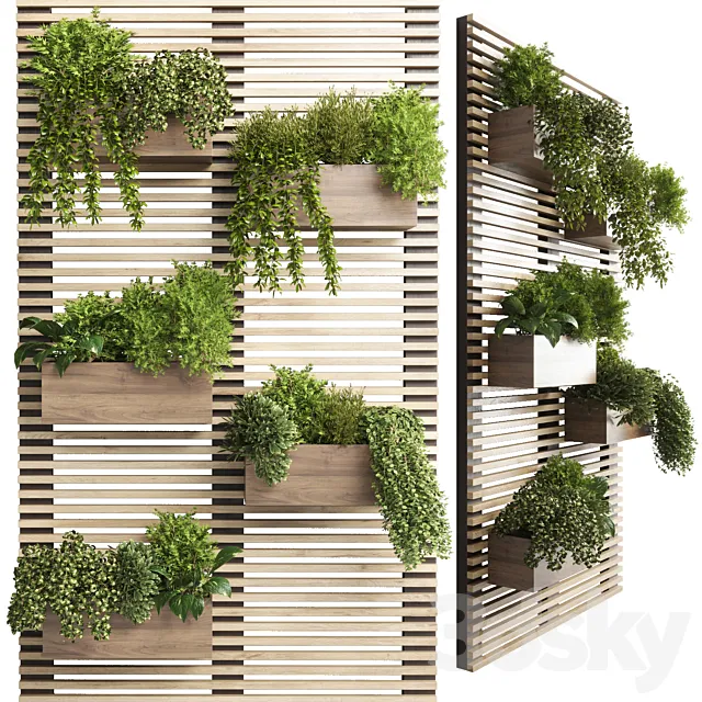 Indoor plant-plant stand wood vase 03 3DModel