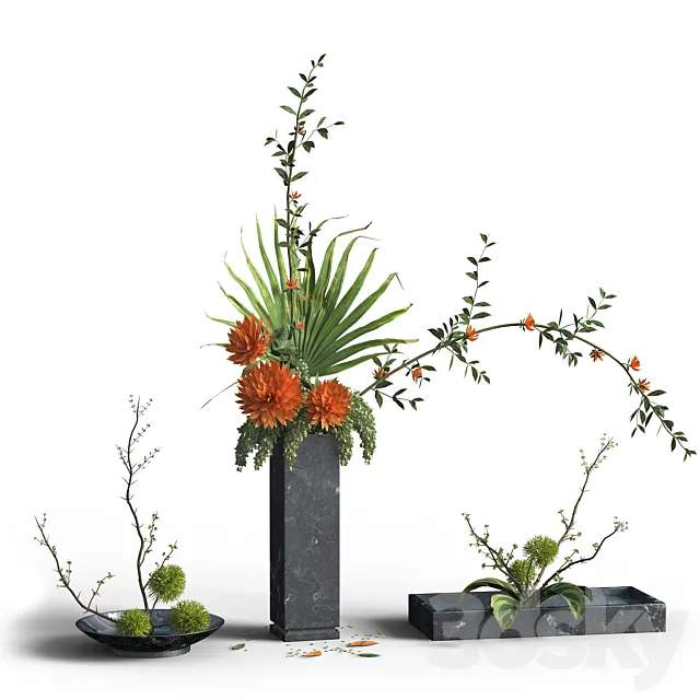 Indoor Plant Set 03 -three bouquets 3DModel Indoor Plant Set 03 -three bouquets 3DModel