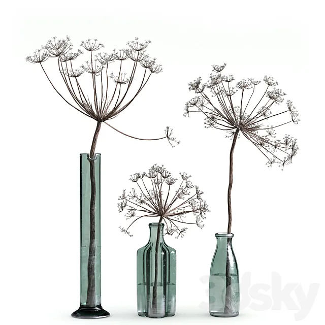 Indoor Plant Set 04-dry plants in glass vase 3DModel Indoor Plant Set 04-dry plants in glass vase 3DModel