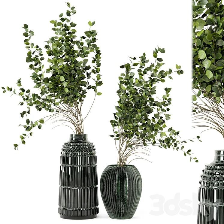 Indoor Plants In Handmade Glass Pot – Set 94 3D Model Free Download