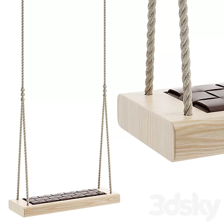 Indoor rope swing hanging chair 3D Model