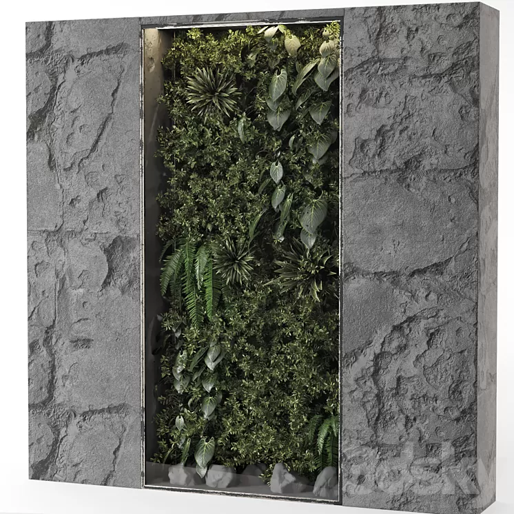 Indoor Wall Vertical Garden Behind the Glass – Set 698 3D Model Indoor Wall Vertical Garden Behind the Glass – Set 698 3D Model