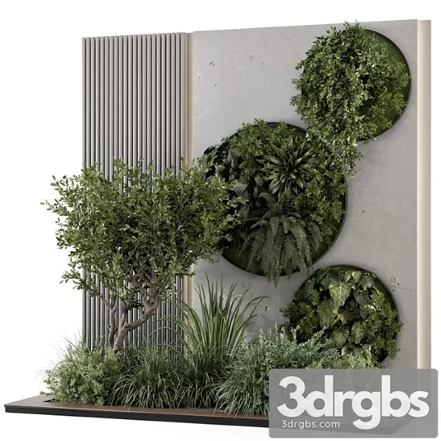 Indoor Wall Vertical Garden in Concrete Base Set 1357 3D Model Download