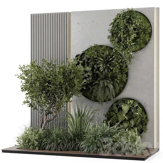 Indoor Wall Vertical Garden in Concrete Base – Set 1357 3DModel Indoor Wall Vertical Garden in Concrete Base – Set 1357 3DModel