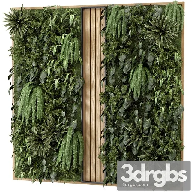 Indoor wall vertical garden in wooden base – set 638 Indoor wall vertical garden in wooden base – set 638