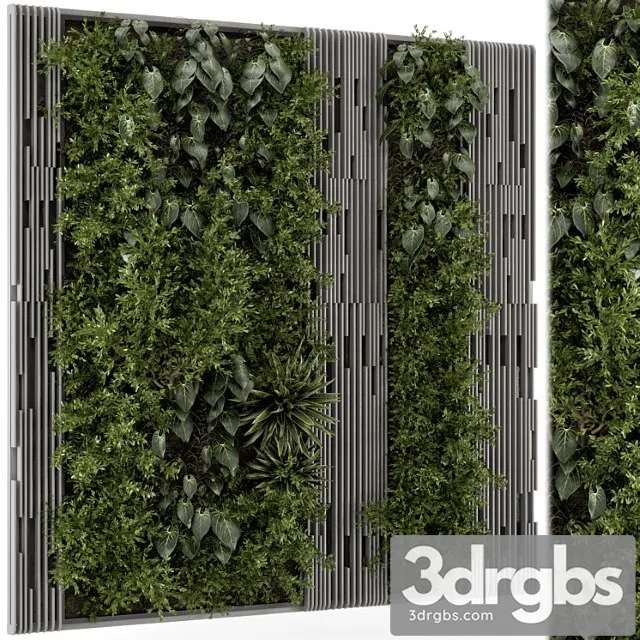 Indoor Wall Vertical Garden In Wooden Base Set 864 3D Model Download