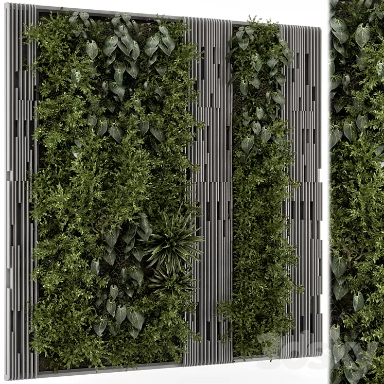 Indoor Wall Vertical Garden in Wooden Base – Set 864 3D Model Free Download