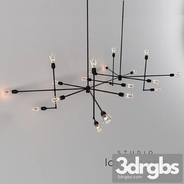 Industrial Bar By Lamp Cage Chandelier Black V2 1 3D Model Download