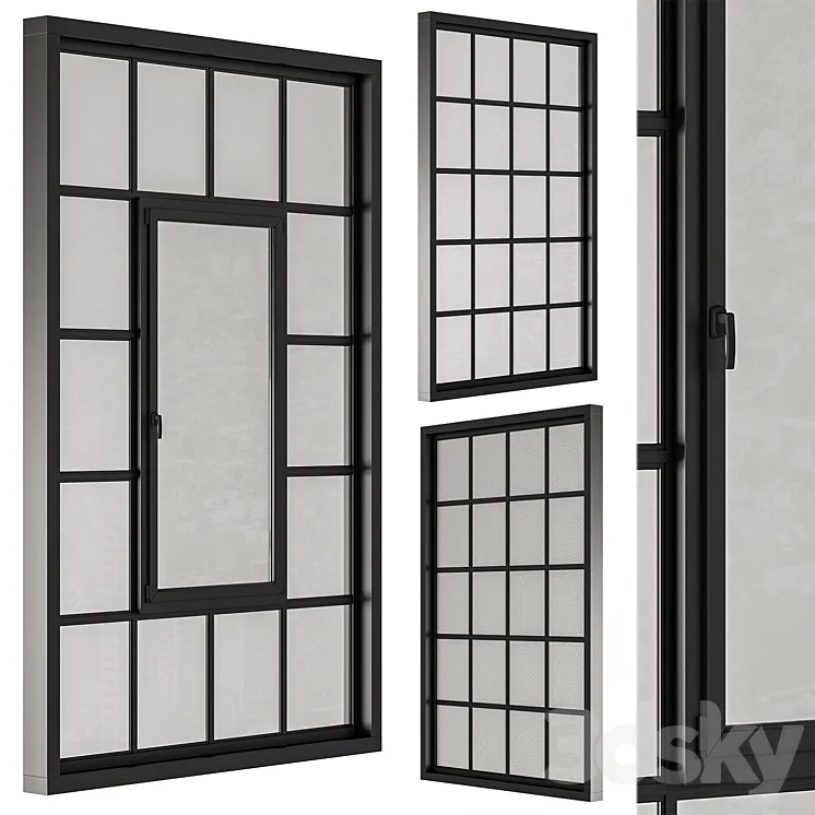 Industrial Black Window Modern – Windows Set 14 3D Model Free Download