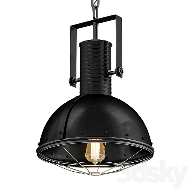 INDUSTRIAL CAGED PENDANT WITH RIVETS 3D Model