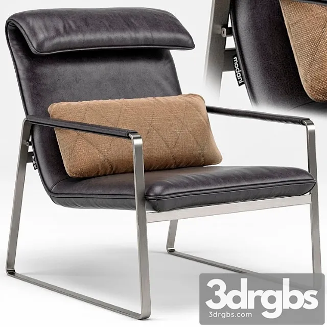 Industrial chic emilio brown leather lounge chair 3D Model Download