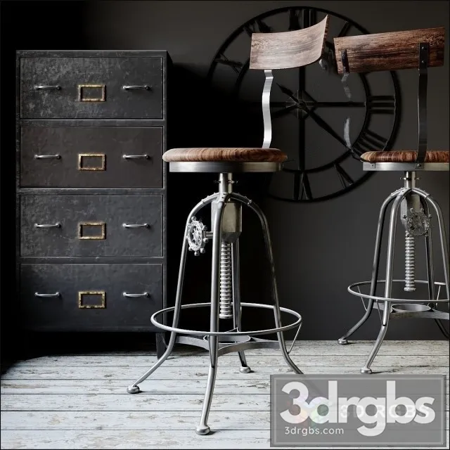 Industrial Clock House Stool 3D Model Download Industrial Clock House Stool 3D Model Download