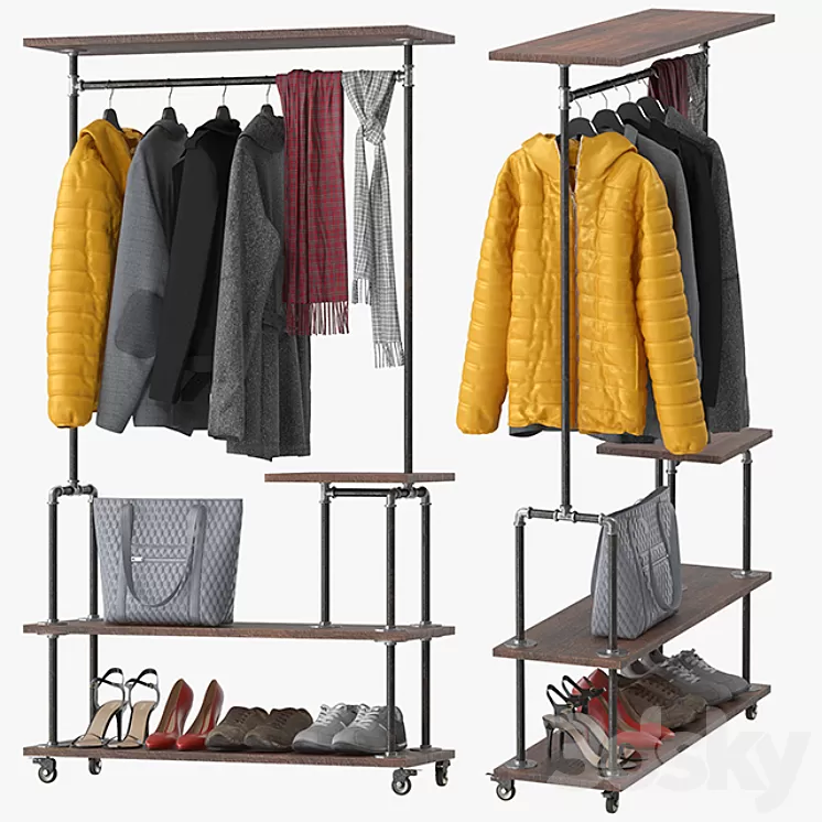 Industrial Clothing Rack 3D Model Industrial Clothing Rack 3D Model