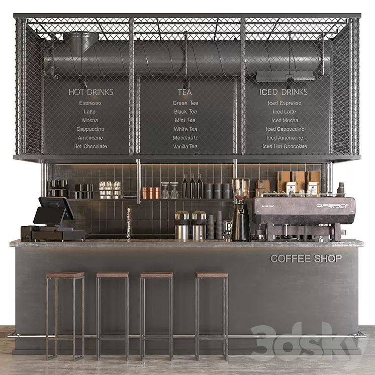 industrial coffee shop 2 3D Model Free Download