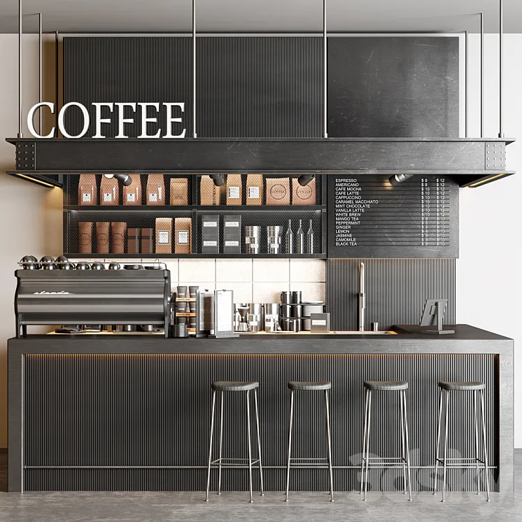 industrial coffee shop 3D Model Free Download