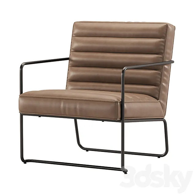 Industrial Metal Accent Chair with Horizontal Channeling 3D Model Industrial Metal Accent Chair with Horizontal Channeling 3D Model