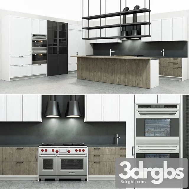 Industrial style kitchen 3D Model Download
