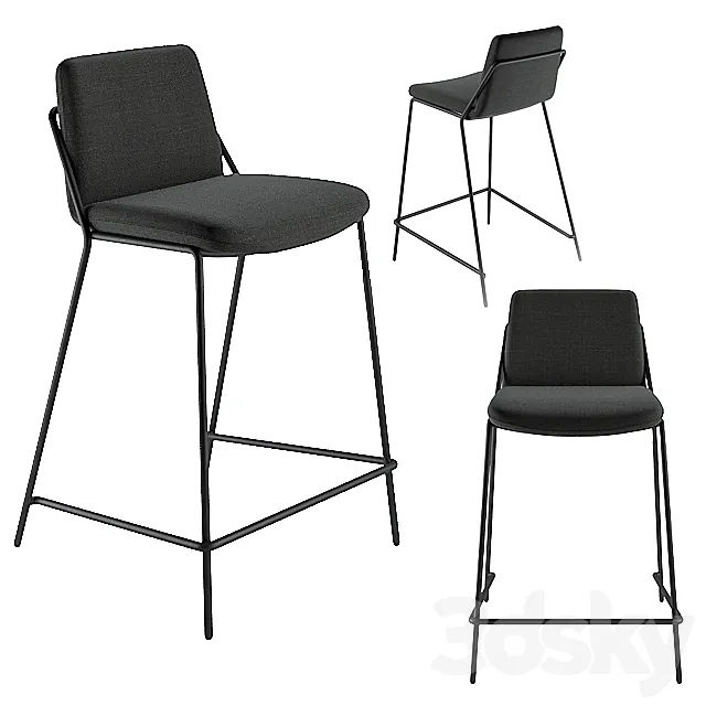 Industry West SLING COUNTER STOOL UPHOLSTERED 3D Model