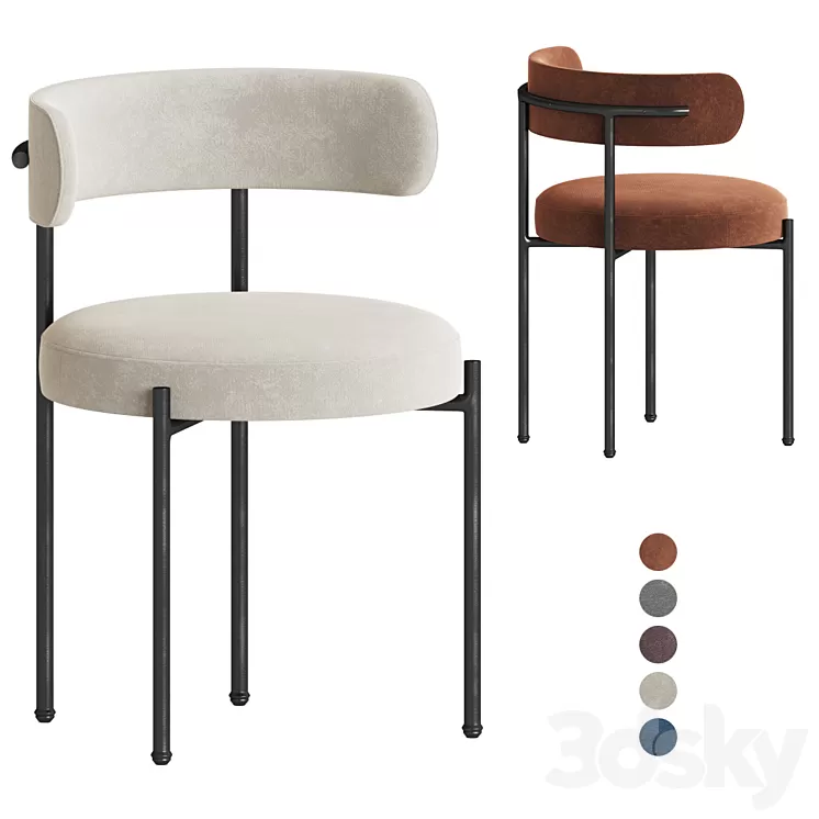 Inesse Boucle Ivory Dining Chair 3D Model Free Download