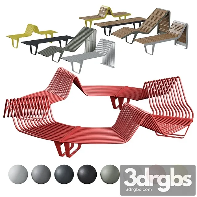 Infinity benches and sun loungers from punto group 3D Model Download Infinity benches and sun loungers from punto group 3D Model Download