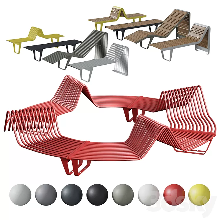Infinity benches and sun loungers from Punto Group 3D Model