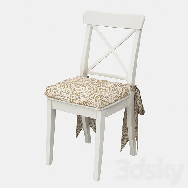 Ingolf chair (Ingolf IKEA) with a pillow and bows 3D Model