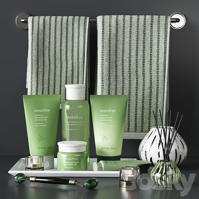 Innisfree Green Tea Cosmetics Decor Set 3DModel