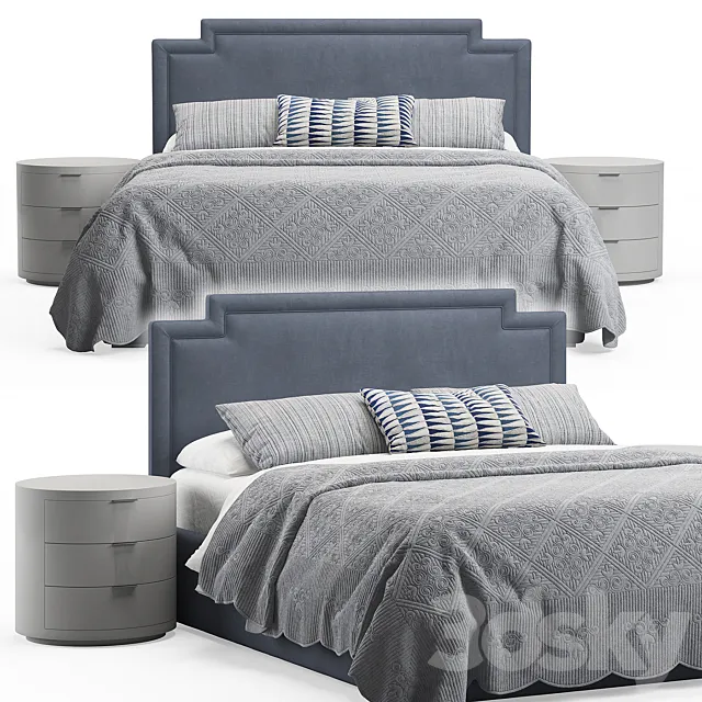 Insert Upholstered Headboard Bed with Quilt Blanket 3DModel Insert Upholstered Headboard Bed with Quilt Blanket 3DModel