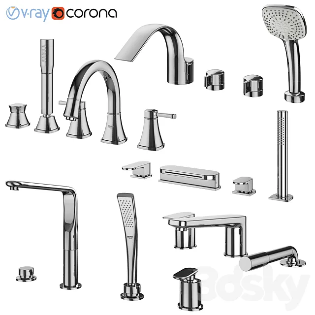 Inset bath mixers set 132 (Ravak Grohe IDEAL standard) 3D Model