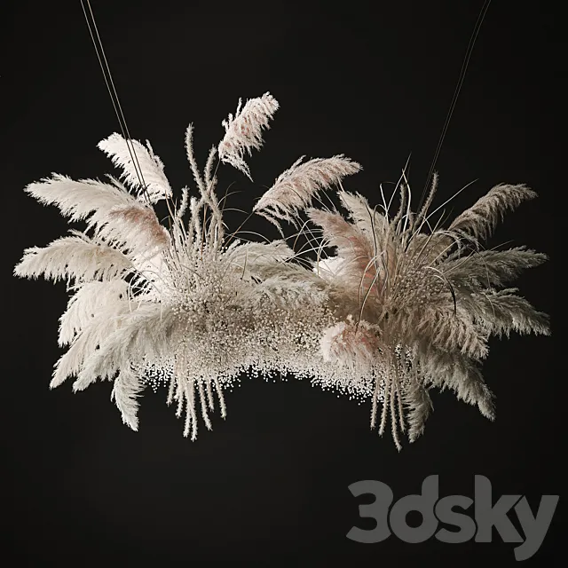 Installation and suspension for celebration and decoration white decor of dried flowers pampas grass branches. 237. 3D Model Installation and suspension for celebration and decoration white decor of dried flowers pampas grass branches. 237. 3D Model