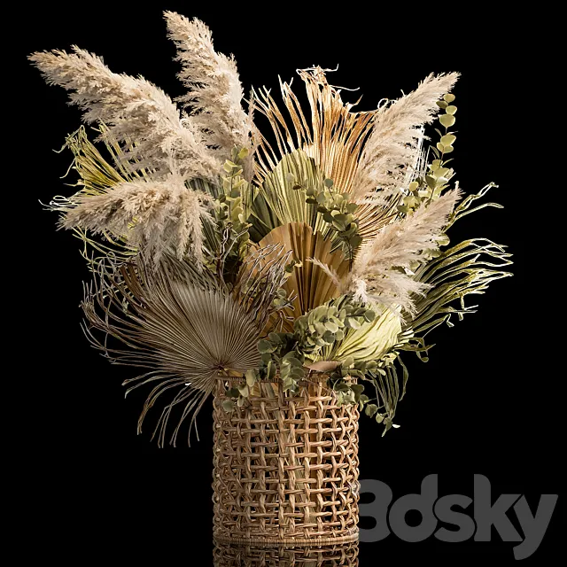 Installation bouquet pampas grass in a wicker basket of twigs. dry leaves. dried flower. 239. 3DModel Installation bouquet pampas grass in a wicker basket of twigs. dry leaves. dried flower. 239. 3DModel