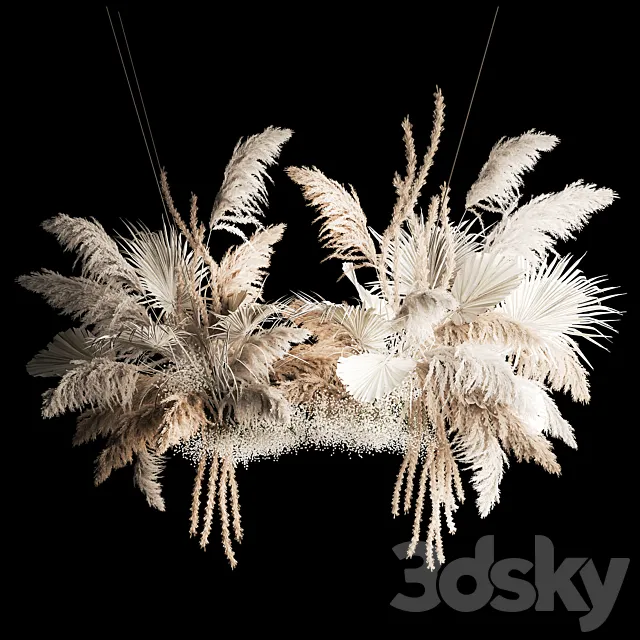 Installation suspension of white dried flowers. branches of pampas grass. dry reeds. wedding decor. 257. 3DModel Installation suspension of white dried flowers. branches of pampas grass. dry reeds. wedding decor. 257. 3DModel