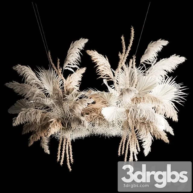 Installation suspension of white dried flowers, branches of pampas grass, dry reeds, wedding decor. 257. Installation suspension of white dried flowers, branches of pampas grass, dry reeds, wedding decor. 257.