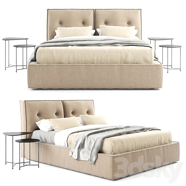 Interia Donatello bed with Interia Air bedside tables 3D Model Interia Donatello bed with Interia Air bedside tables 3D Model